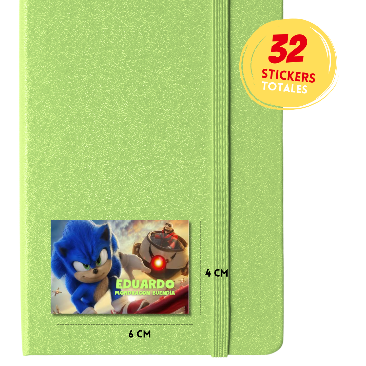 Sonic & Dr. Eggman Etiquetas Escolares Personalizadas Libretas, Libros y Lápices