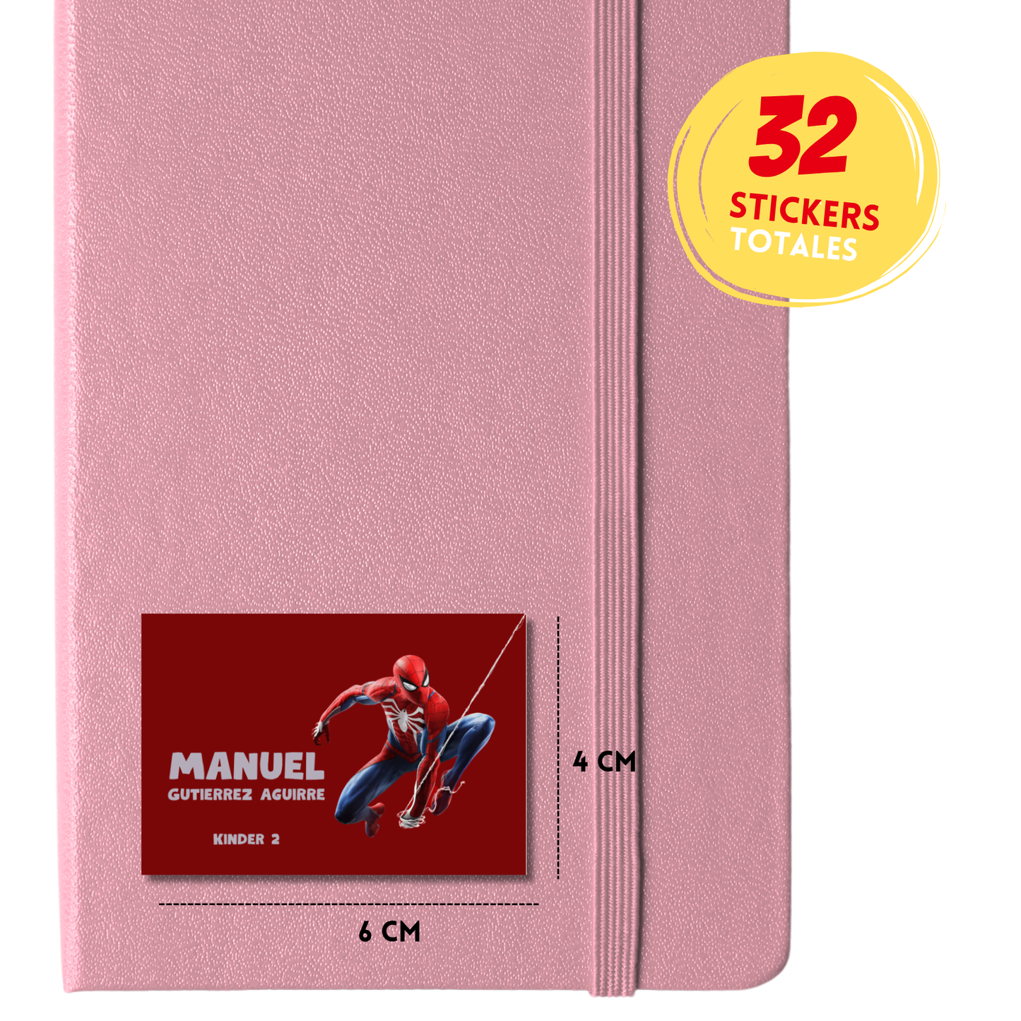 Spiderman Con Fondo Rojo Etiquetas Escolares Personalizadas Libretas, Libros y Lápices