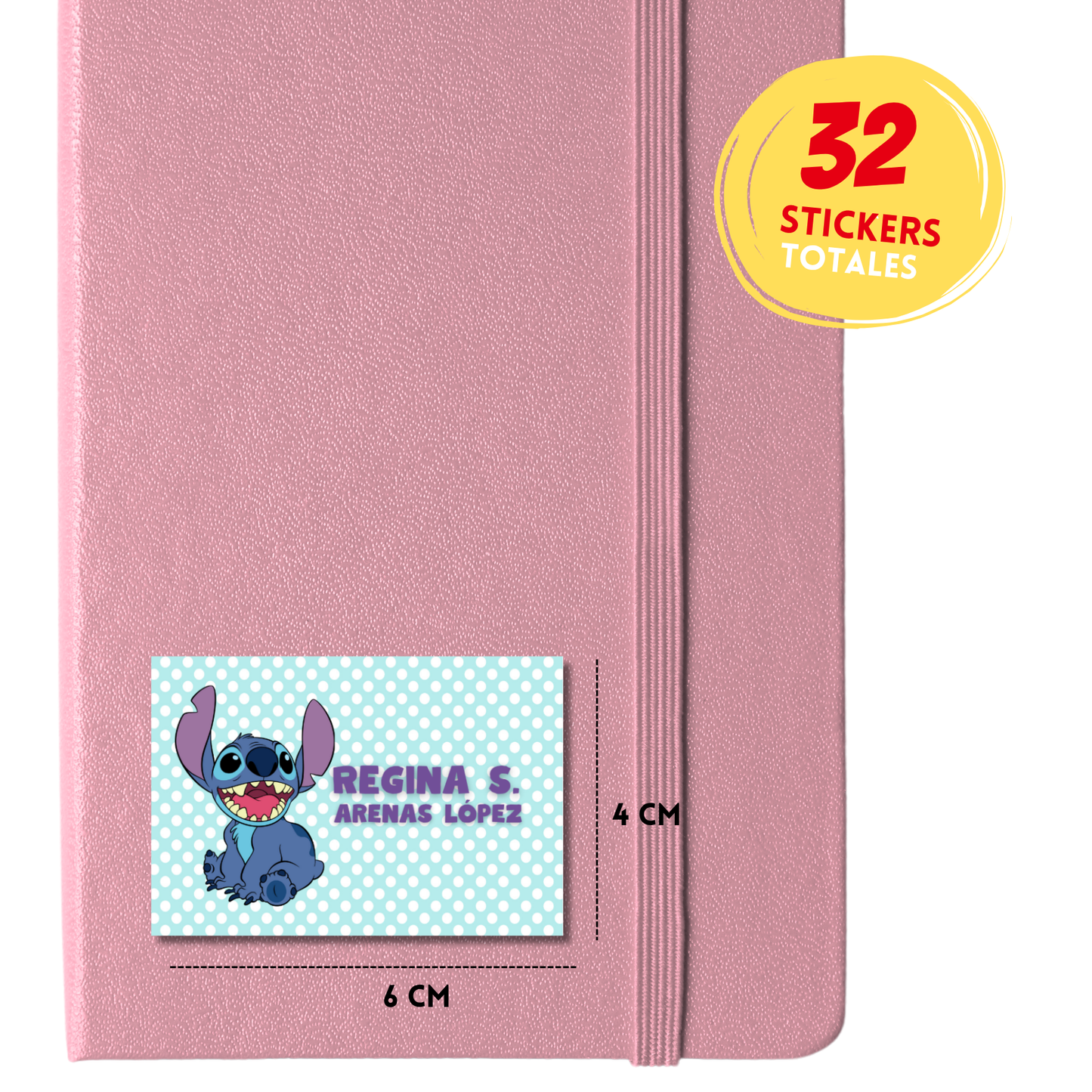 Stitch Etiquetas Escolares Personalizadas Libretas, Libros y Lápices