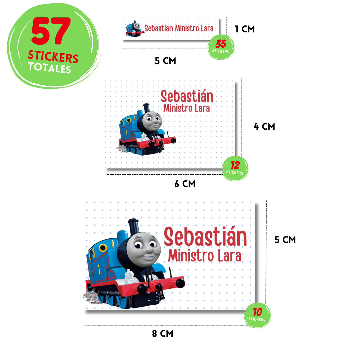 Thomas Train Con Puntos Etiquetas Escolares Personalizadas Libretas, Libros y Lápices