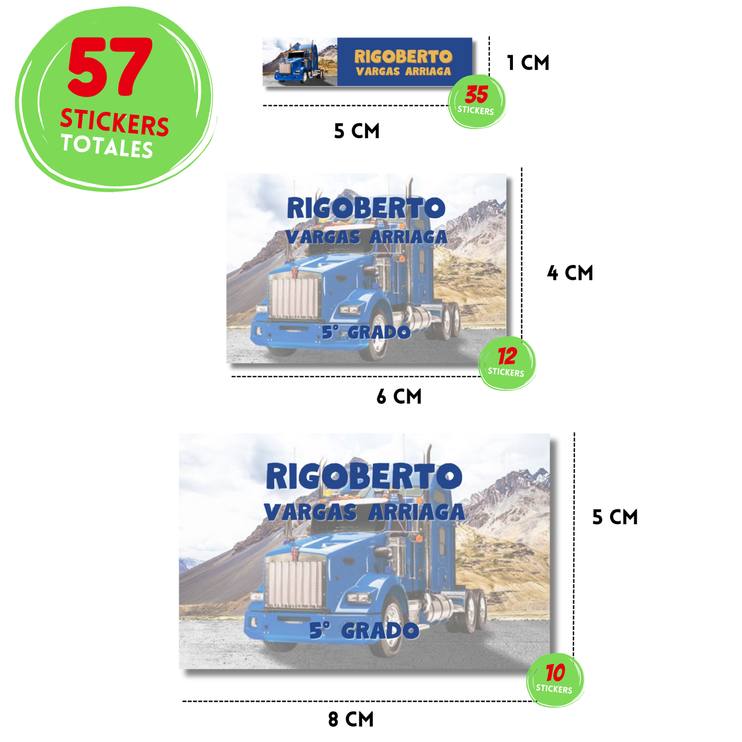 Trailer Azul Etiquetas Escolares Personalizadas Libretas, Libros y Lápices