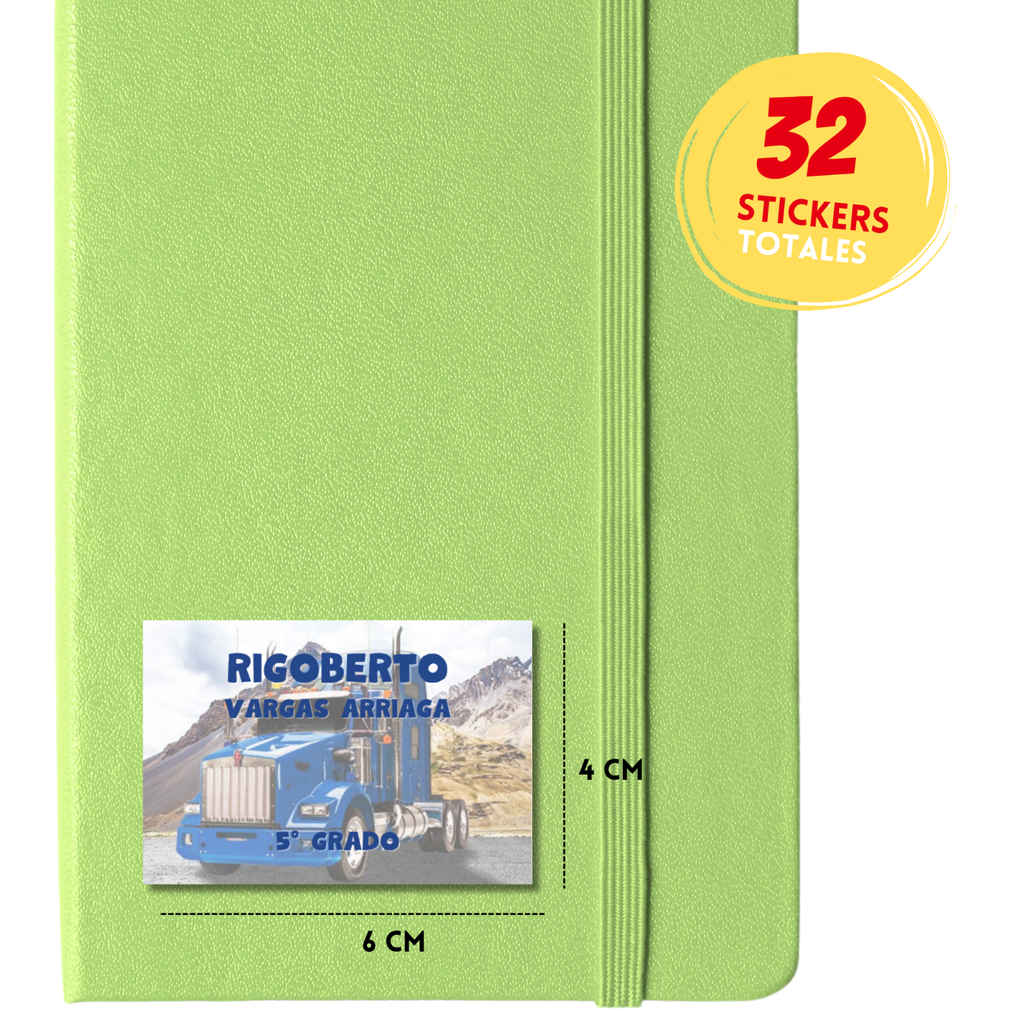 Trailer Azul Etiquetas Escolares Personalizadas Libretas, Libros y Lápices