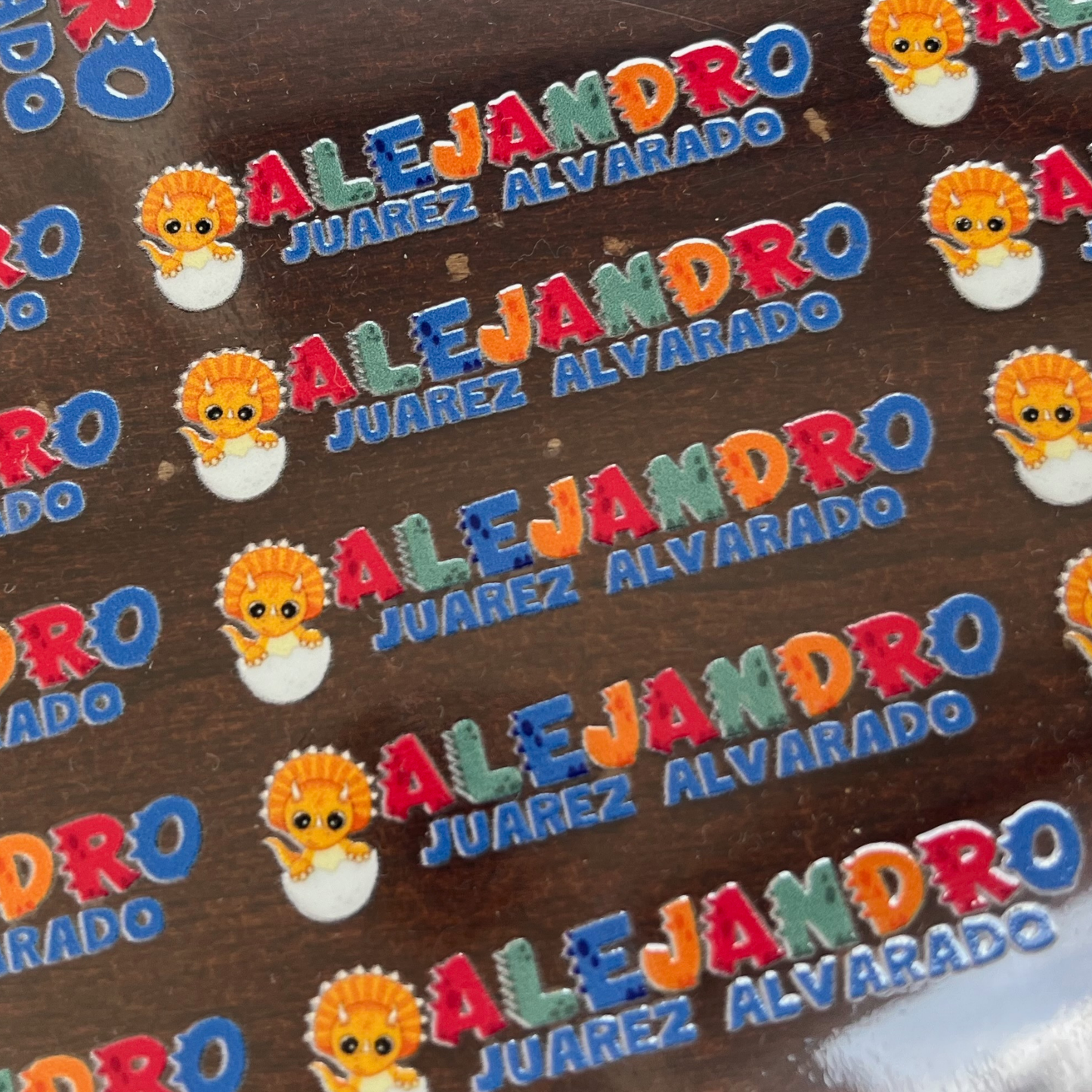 Silueta Nombre y Apellido, Etiquetas Lavables, Resistentes al Agua, Personalizadas para Tuppers y Termos