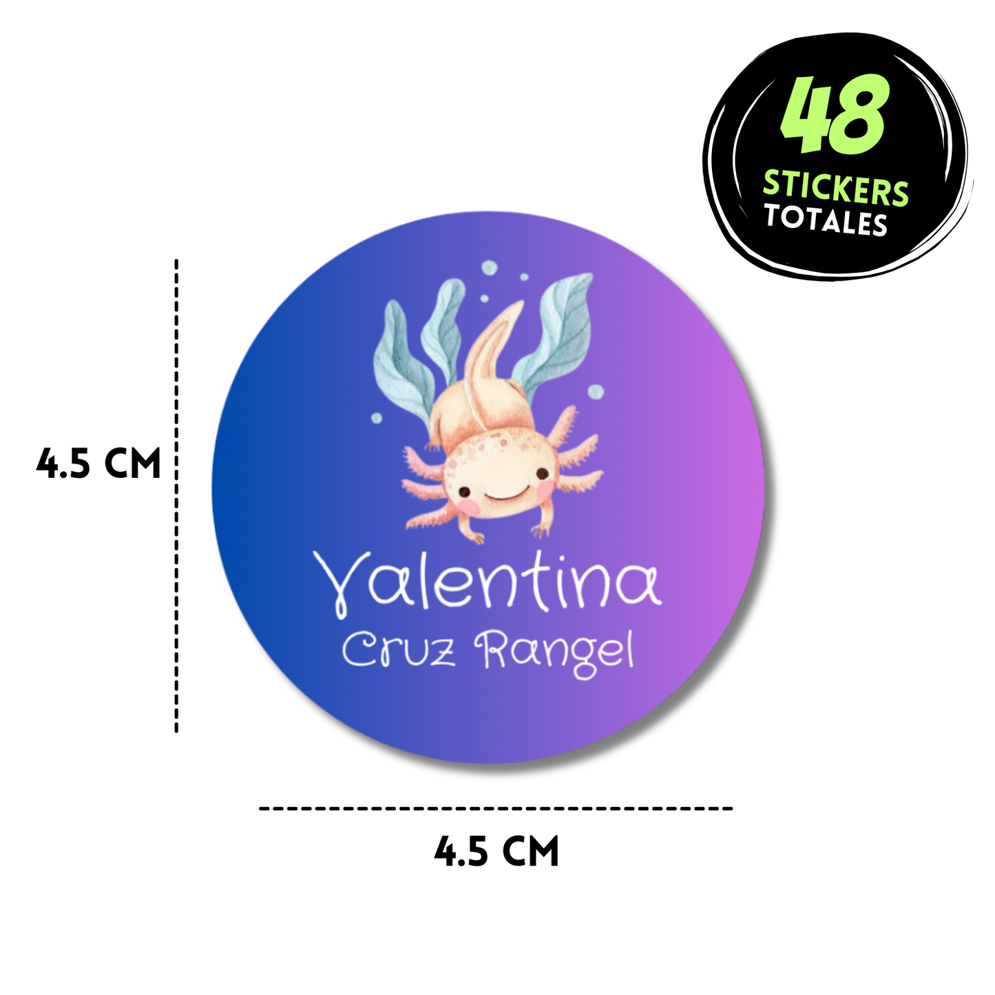 Ajolote nadando Stickers de papel  redondas personalizadas