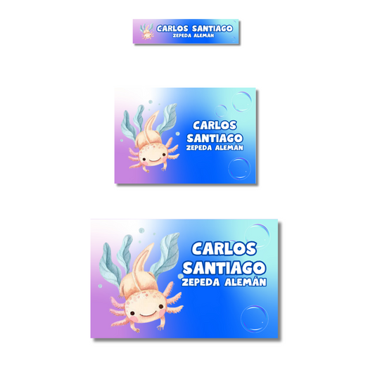 Ajolote nadando con burbujas etiquetas adhesivas personalizadas