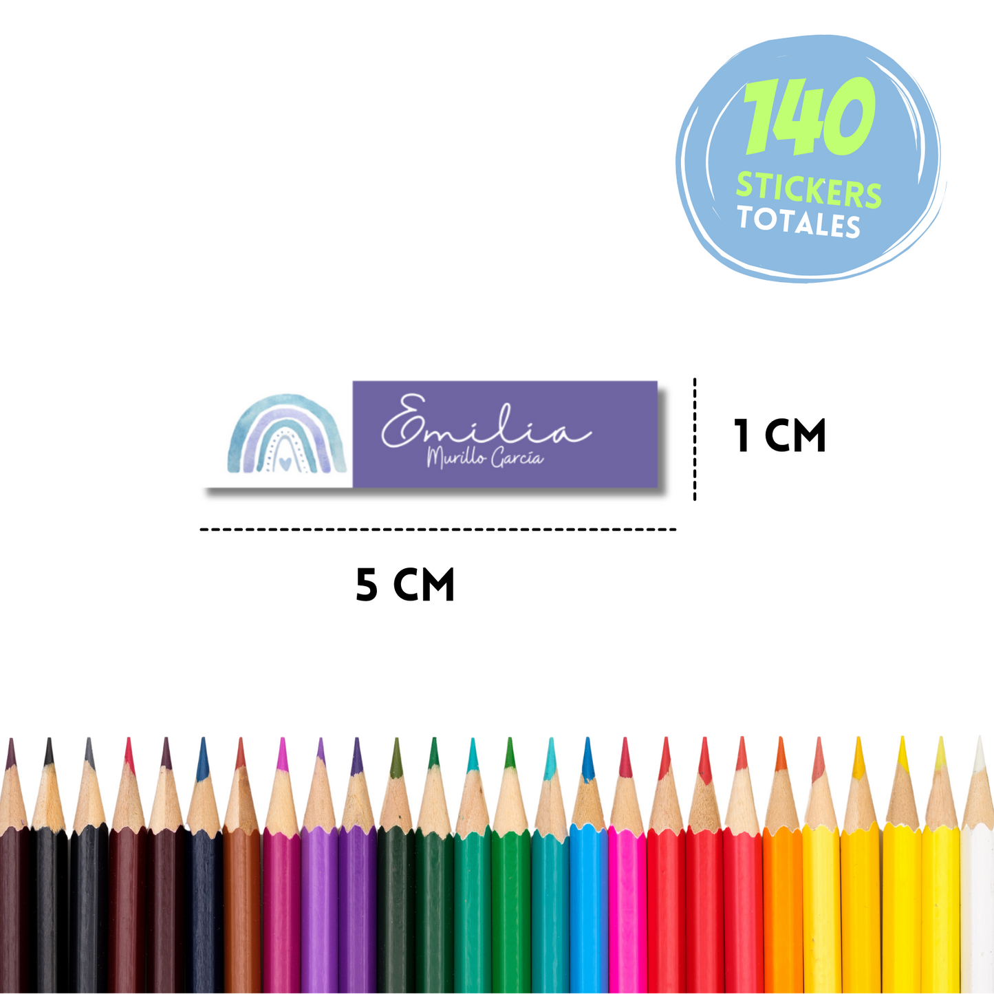 Arcoíris morado Stickers para libros, libretas, cuadernos