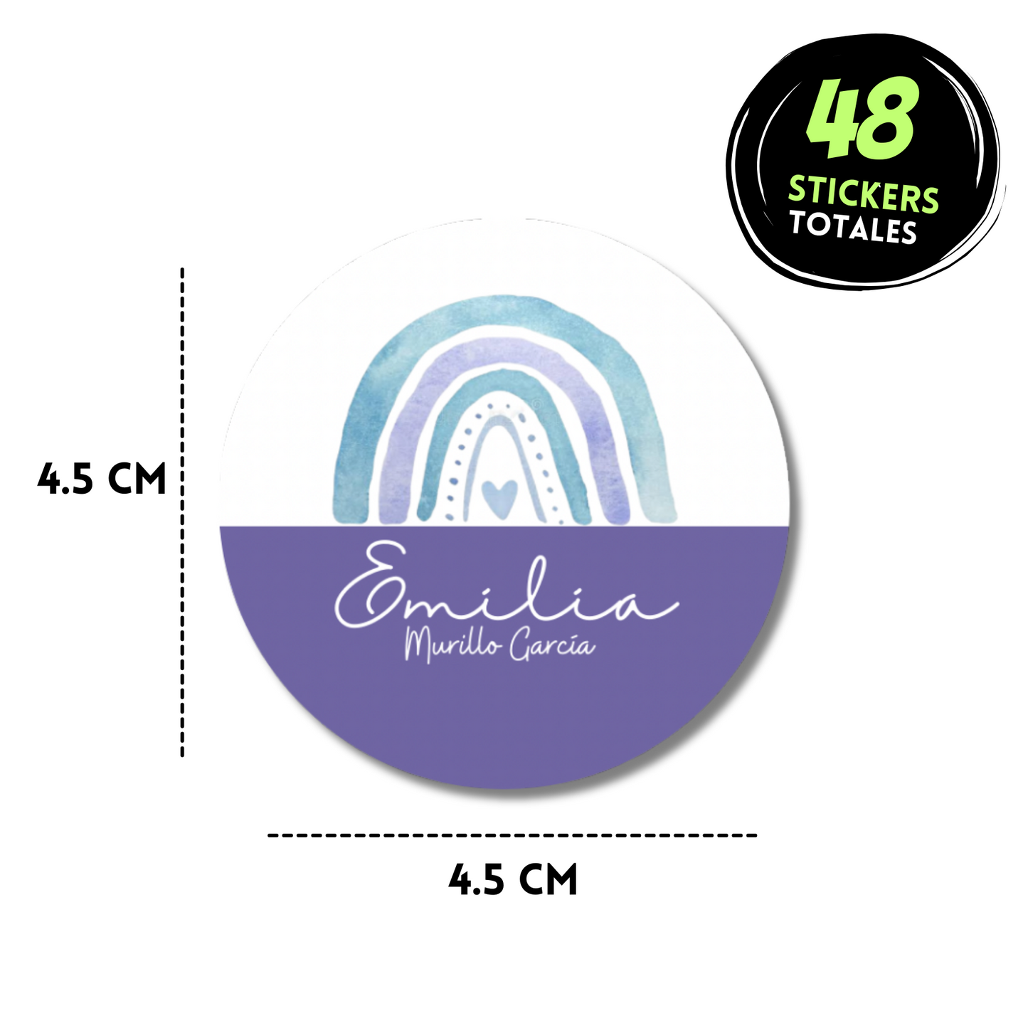 Arcoíris morado Stickers de papel  redondas personalizadas