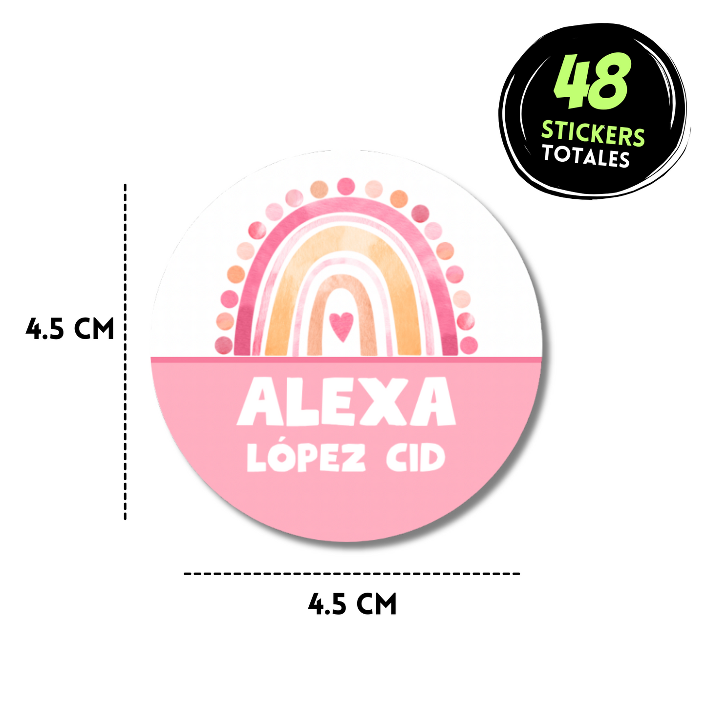Arcoíris rosa Stickers de papel  redondas personalizadas