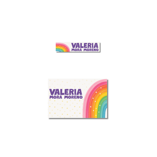 Arcoíris colores, etiquetas ropa, personalizadas, textil, DTF