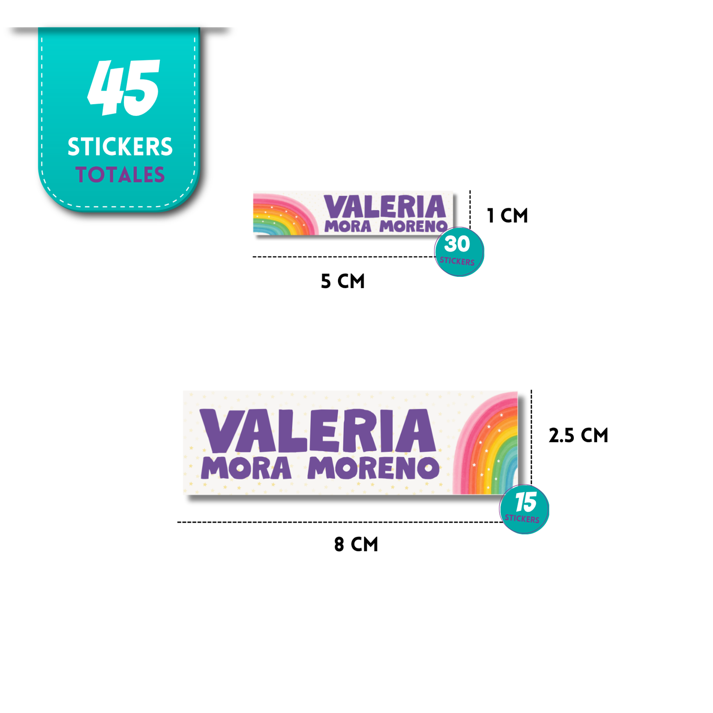 Arcoíris colores, etiquetas ropa, personalizadas, textil, DTF