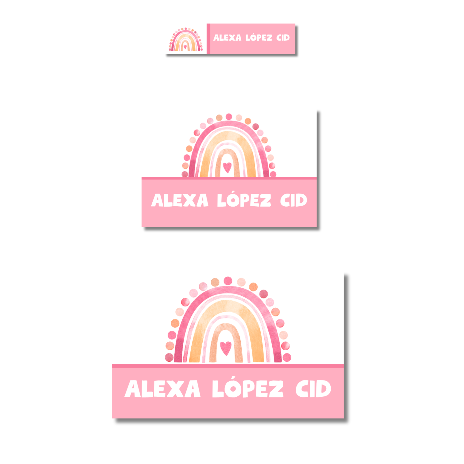 Arcoíris rosa etiquetas adhesivas personalizadas