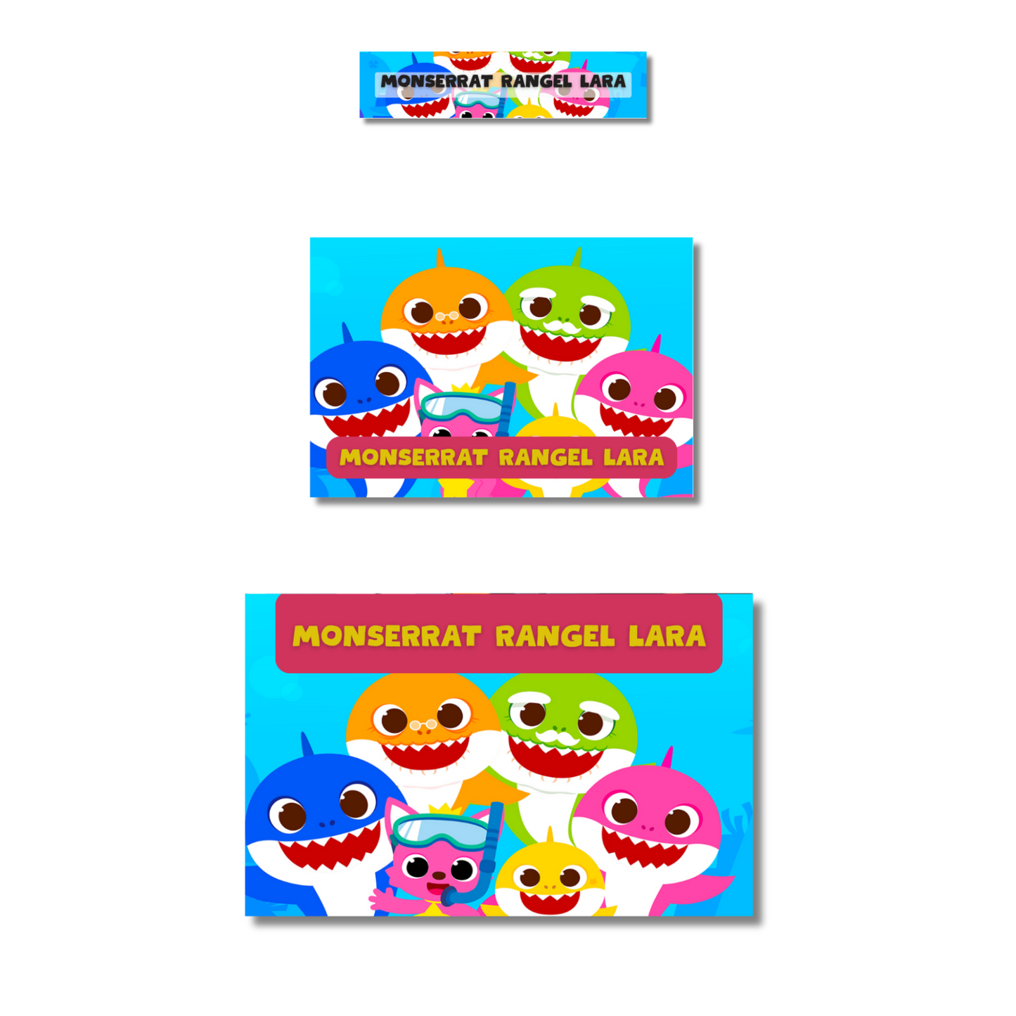 Baby Shark amigos fornite marvel etiquetas adhesivas personalizadas