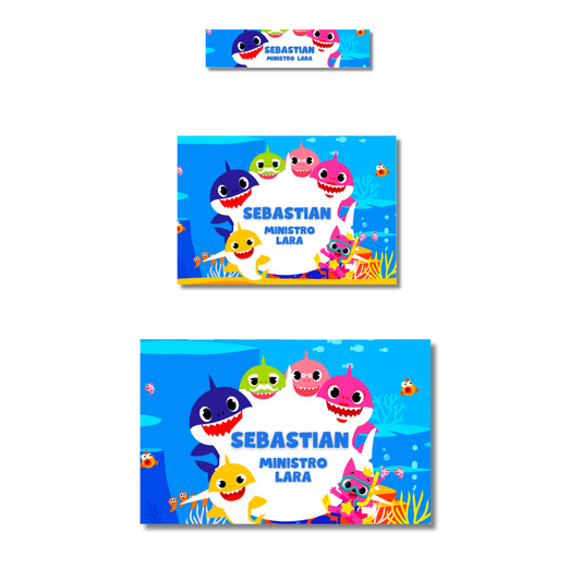 Baby Shark nadando etiquetas adhesivas personalizadas