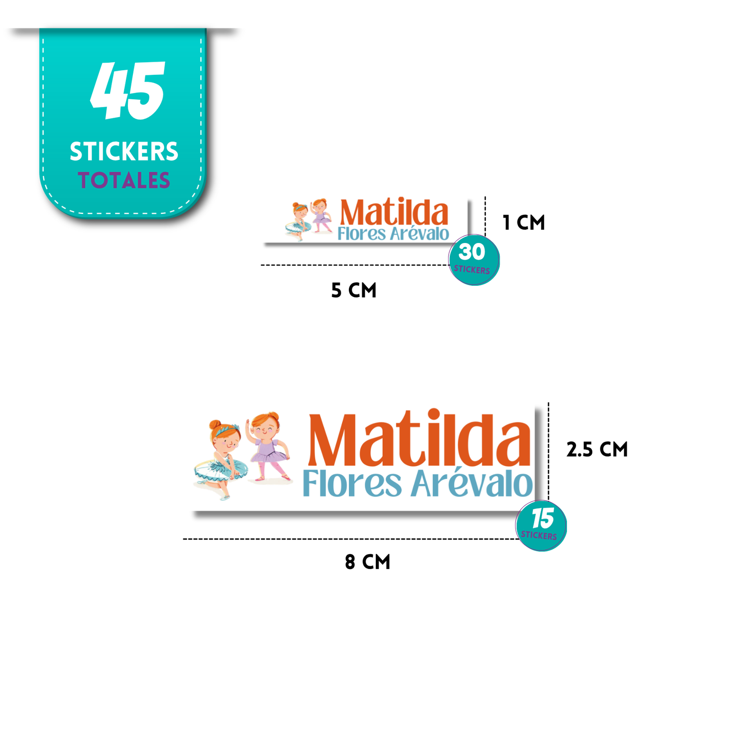 Bailarinas, etiquetas ropa, personalizadas, textil, DTF