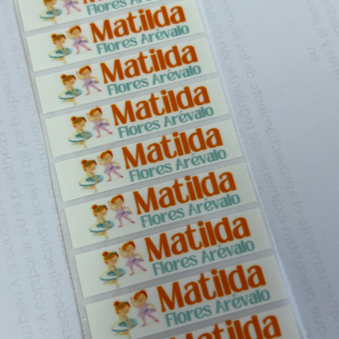 Bailarinas, etiquetas ropa, personalizadas, textil, DTF