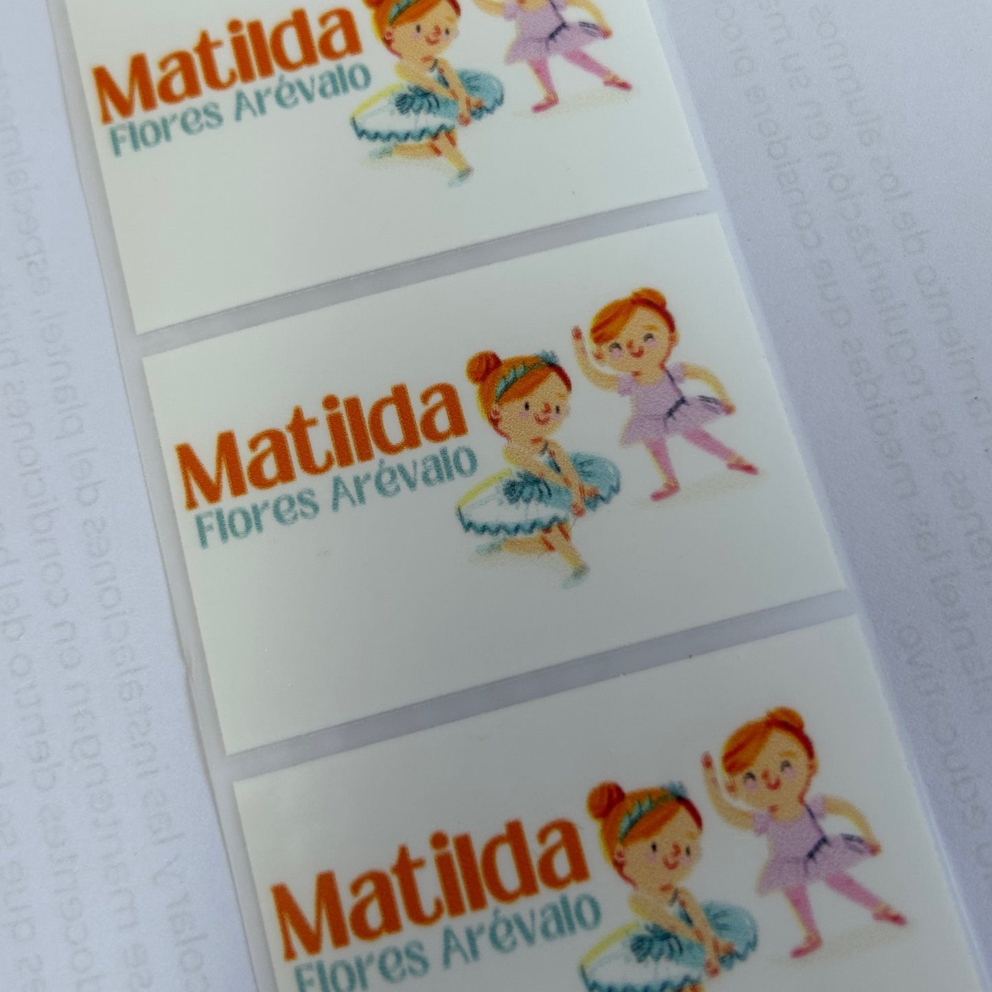 Bailarinas, etiquetas ropa, personalizadas, textil, DTF