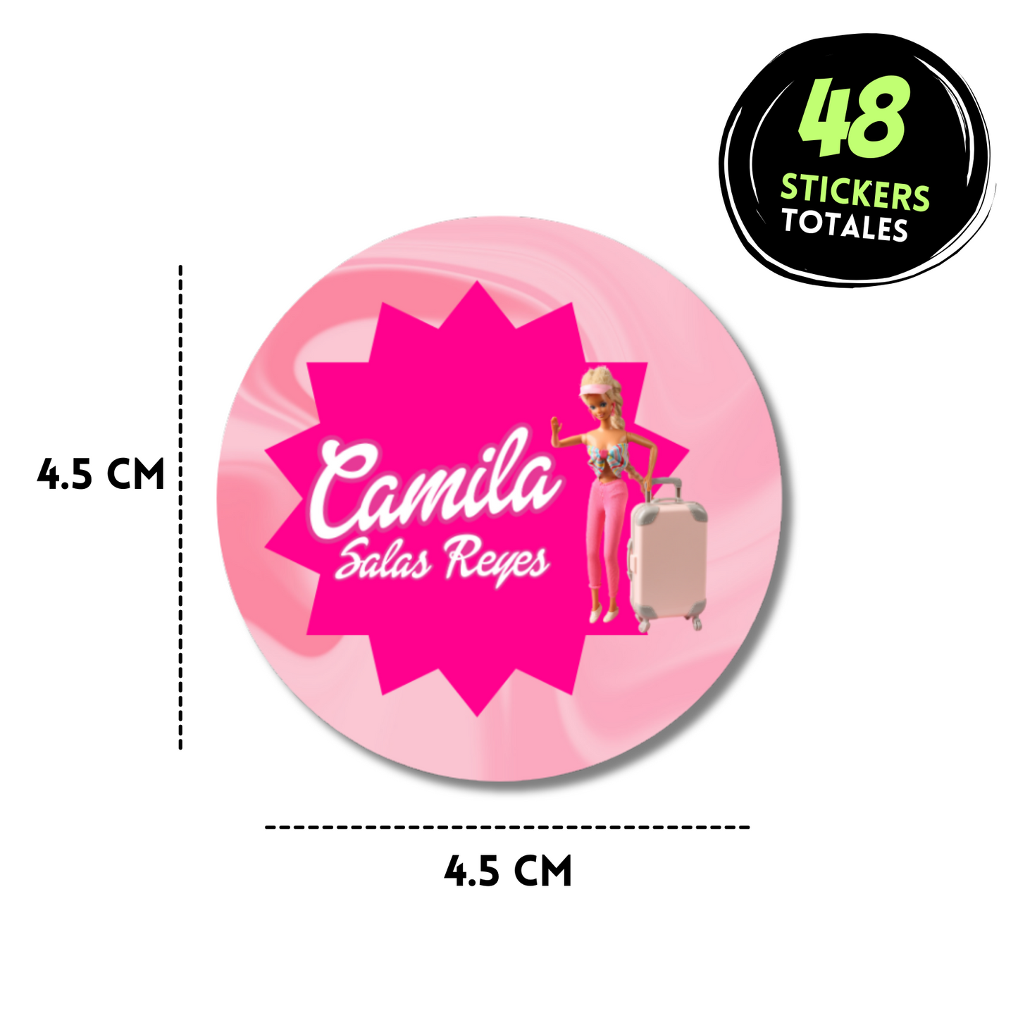 Barbie Stickers de papel  redondas personalizadas