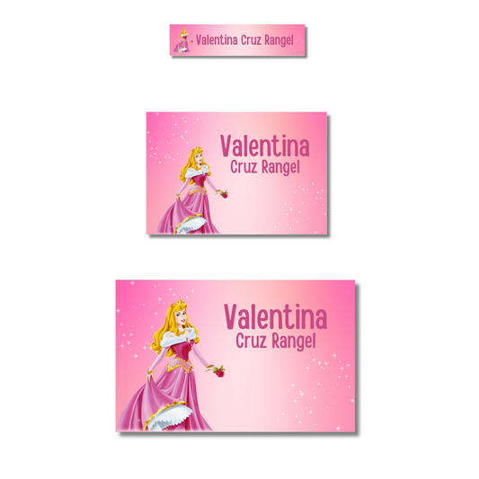 Sleeping Beauty Aurora Personalized School Labels Notebooks, Books and Pencils 