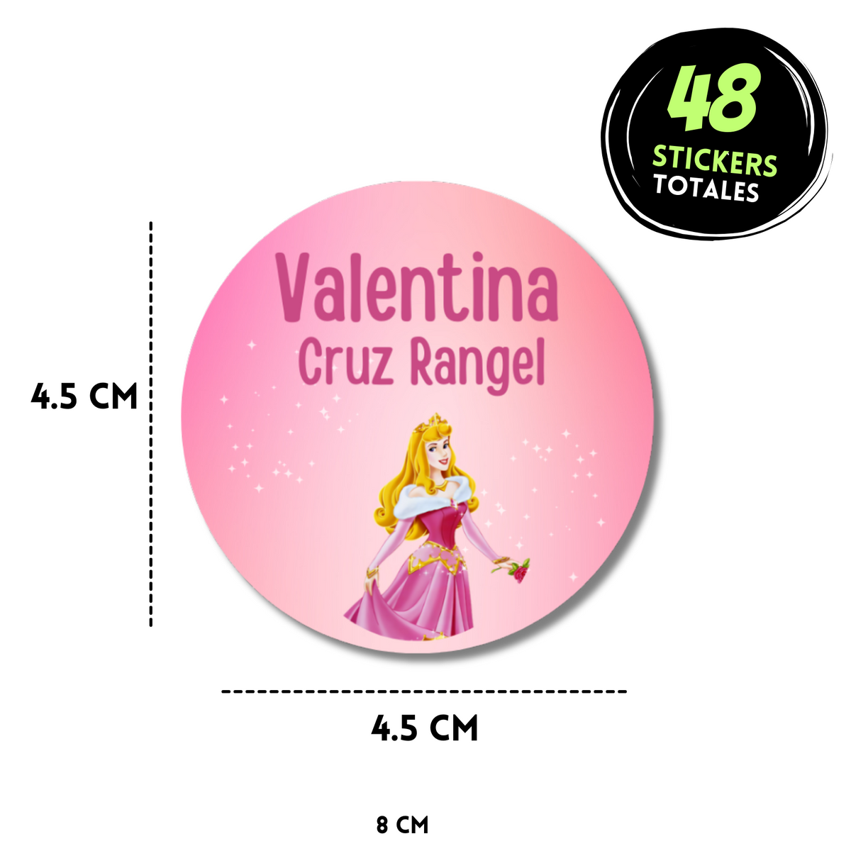 Bella durmiente Aurora Stickers de papel  redondas personalizadas