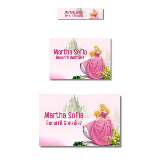 Bella durmiente Aurora Castillo etiquetas adhesivas personalizadas