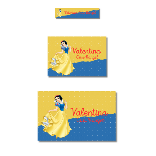 Snow White Personalized School Labels Notebooks, Books and Pencils 