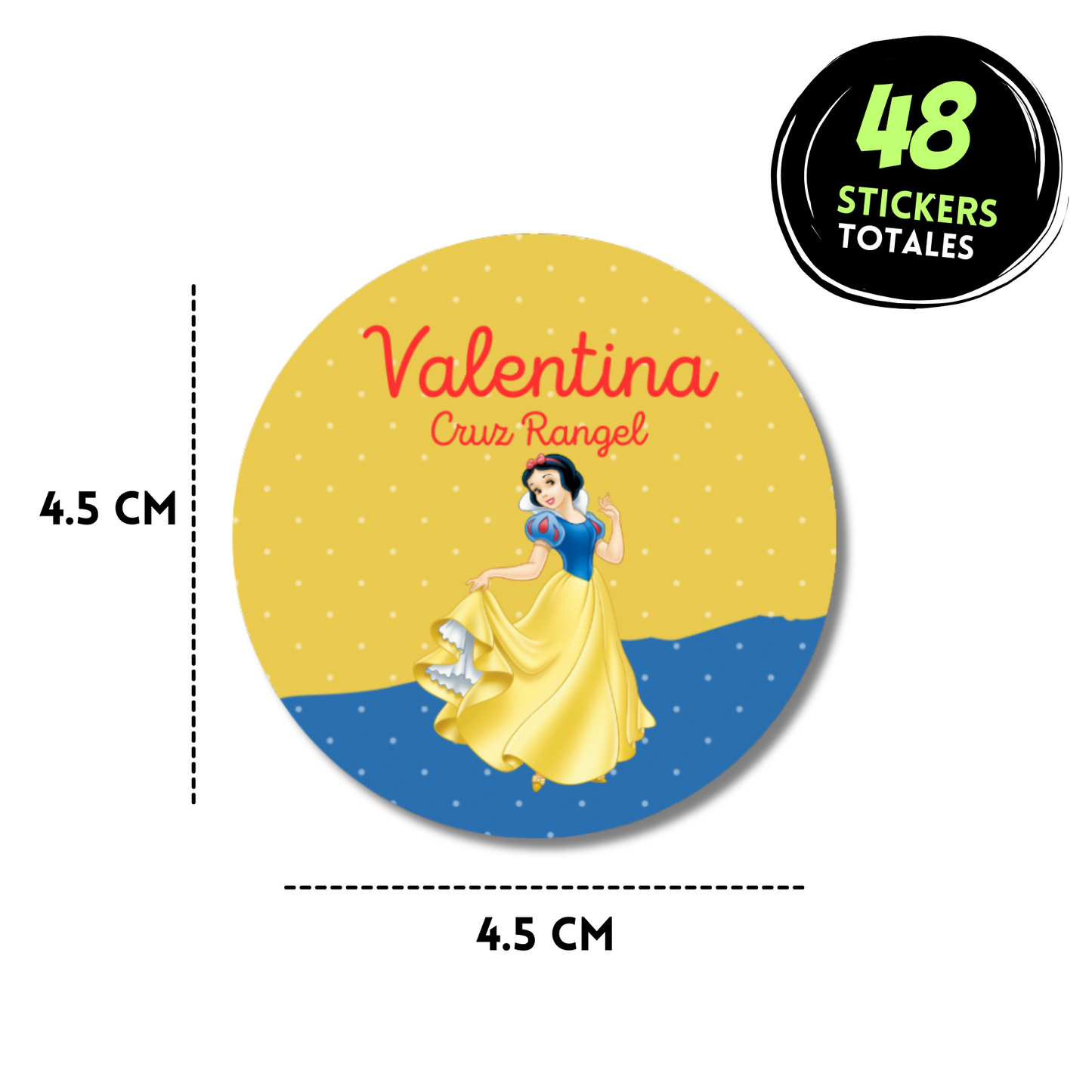 Blanca Nieves Stickers de papel  redondas personalizadas