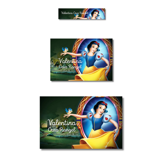 Snow White Mirror Personalized School Labels Notebooks, Books and Pencils 