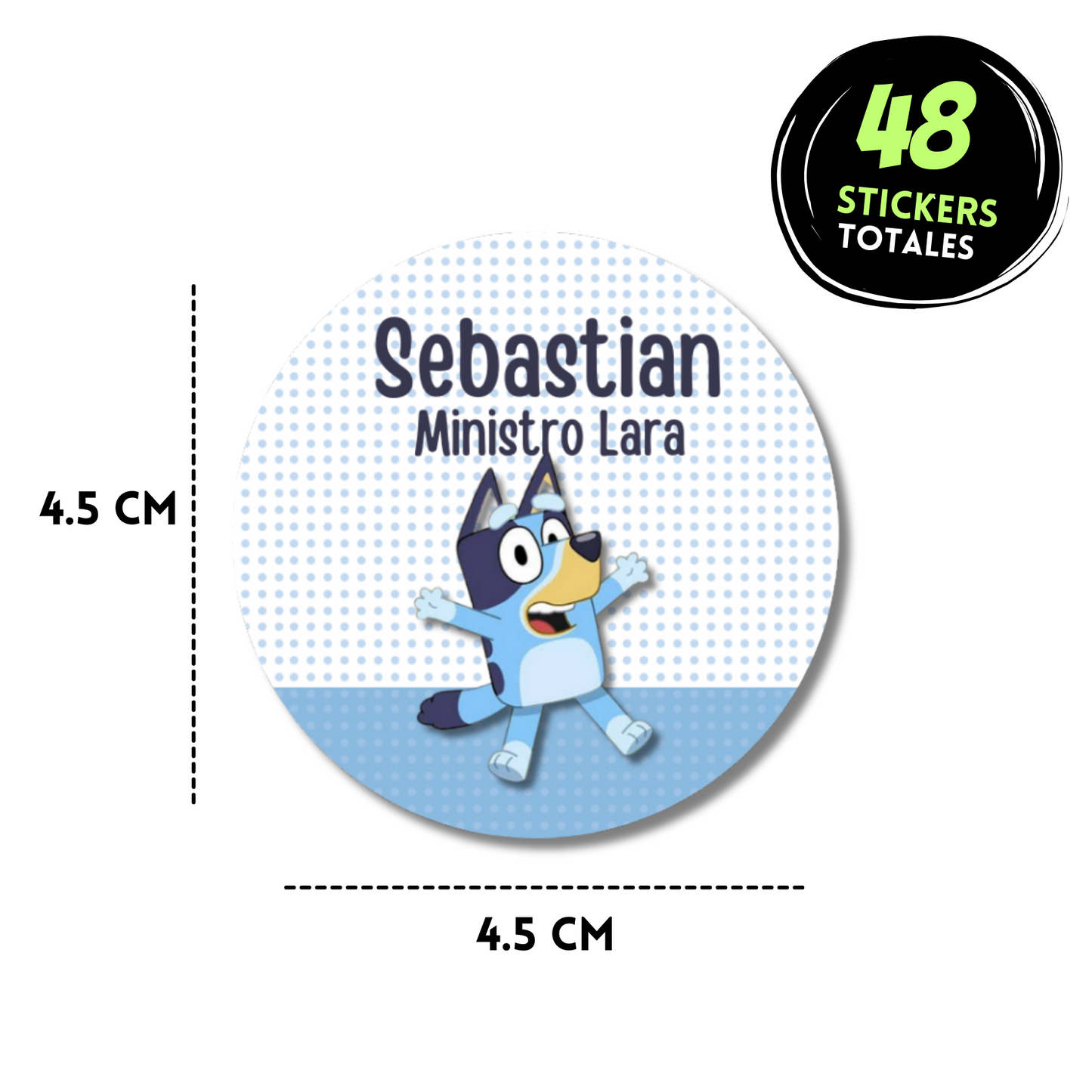 Bluey Stickers de papel  redondas personalizadas