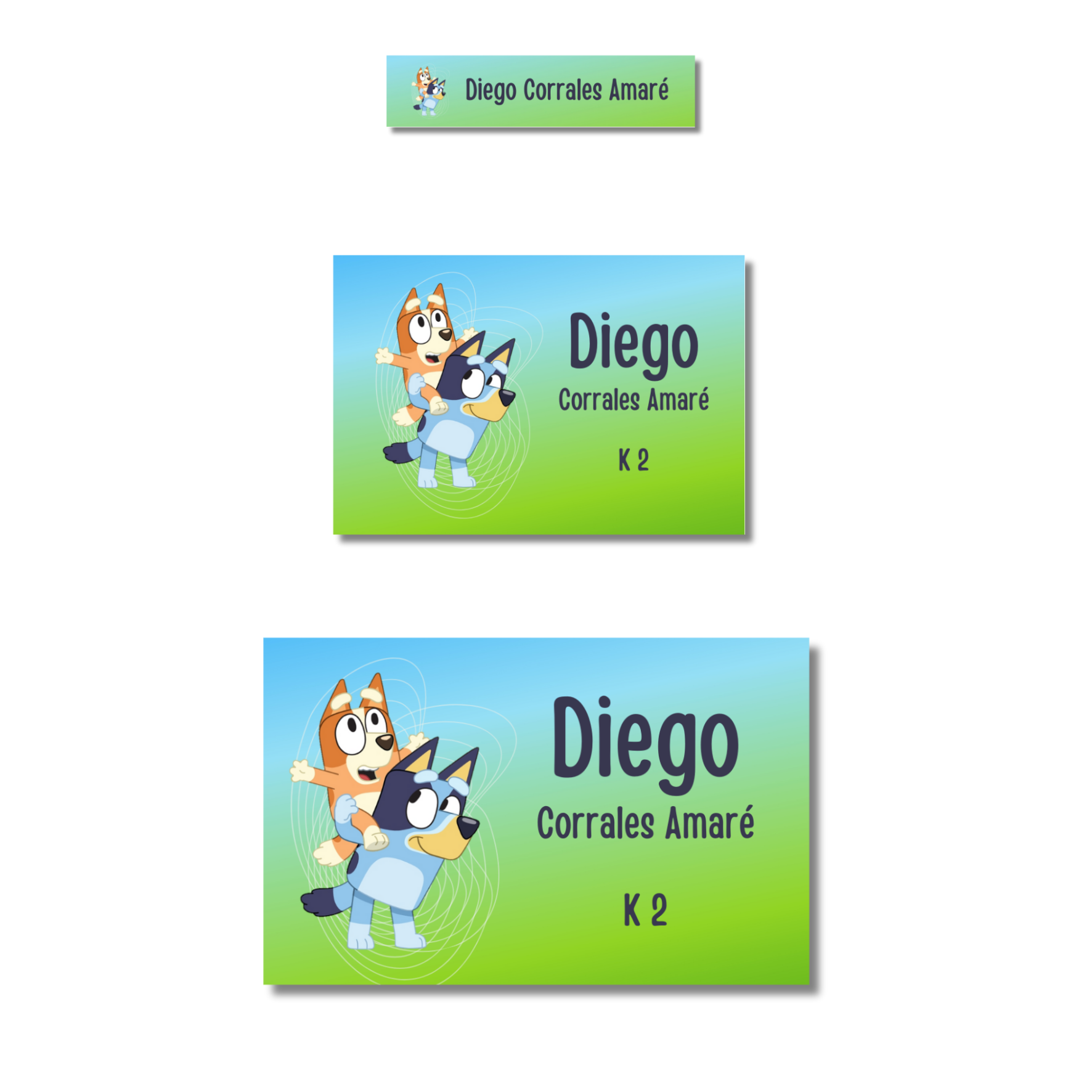 Bluey y Bingo etiquetas adhesivas personalizadas