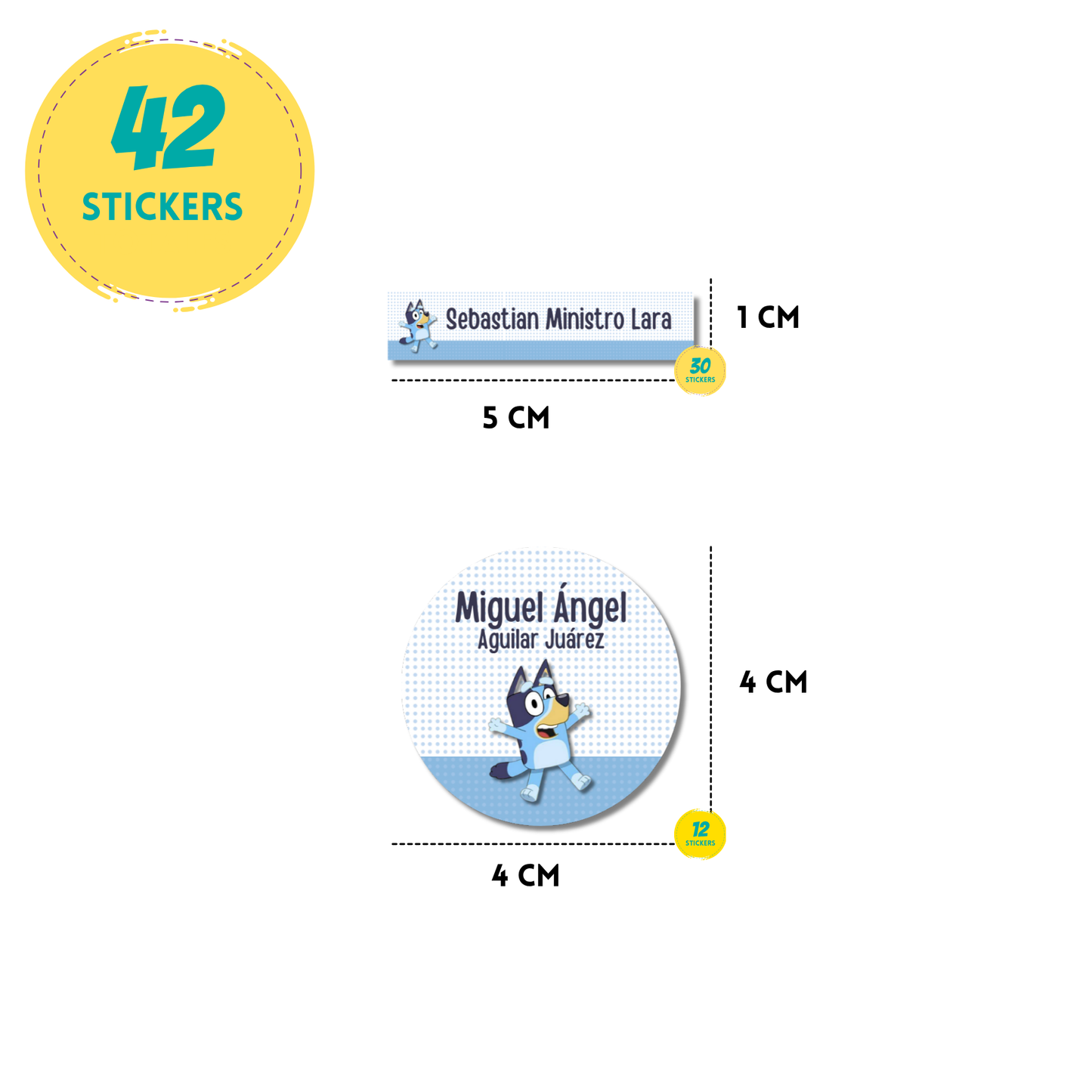 Bluey, Etiquetas para Tuppers y Termos, Resistentes al Agua