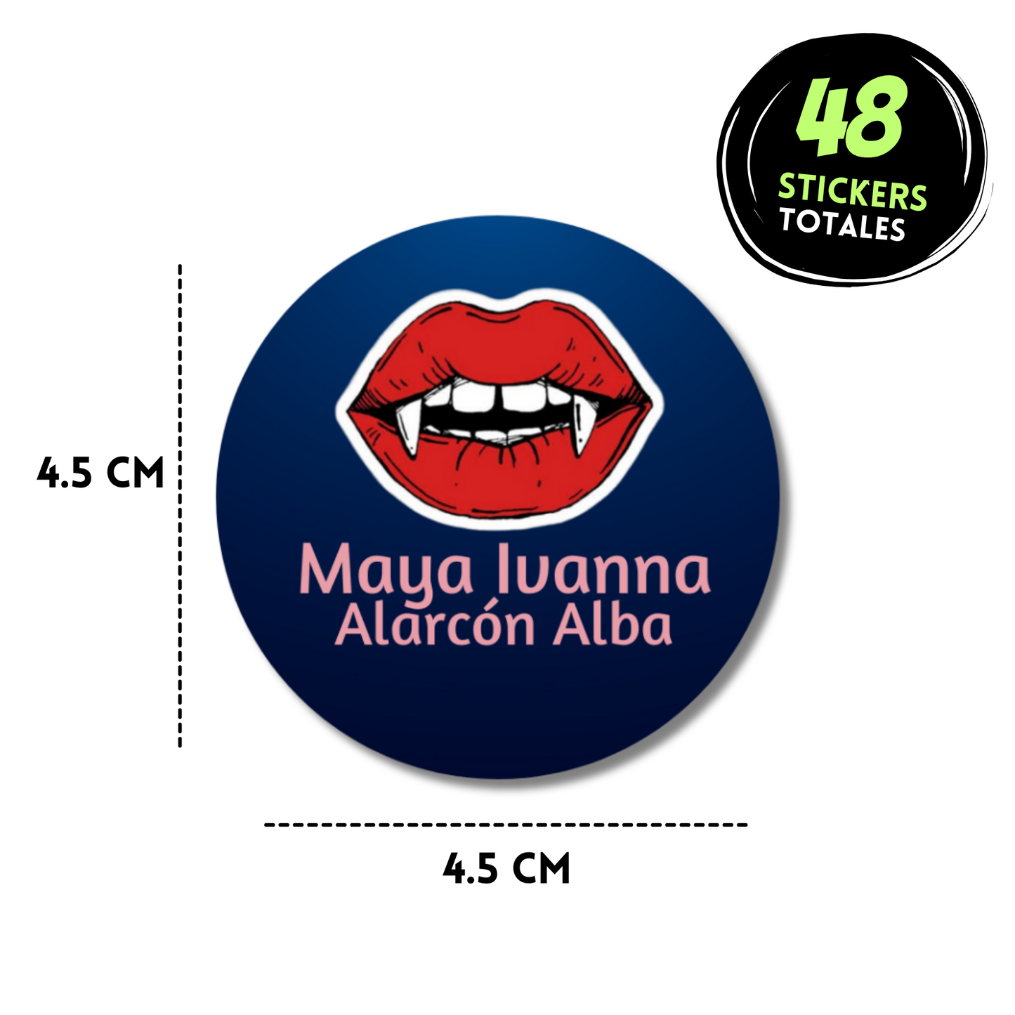 Boca vampiro Stickers de papel  redondas personalizadas