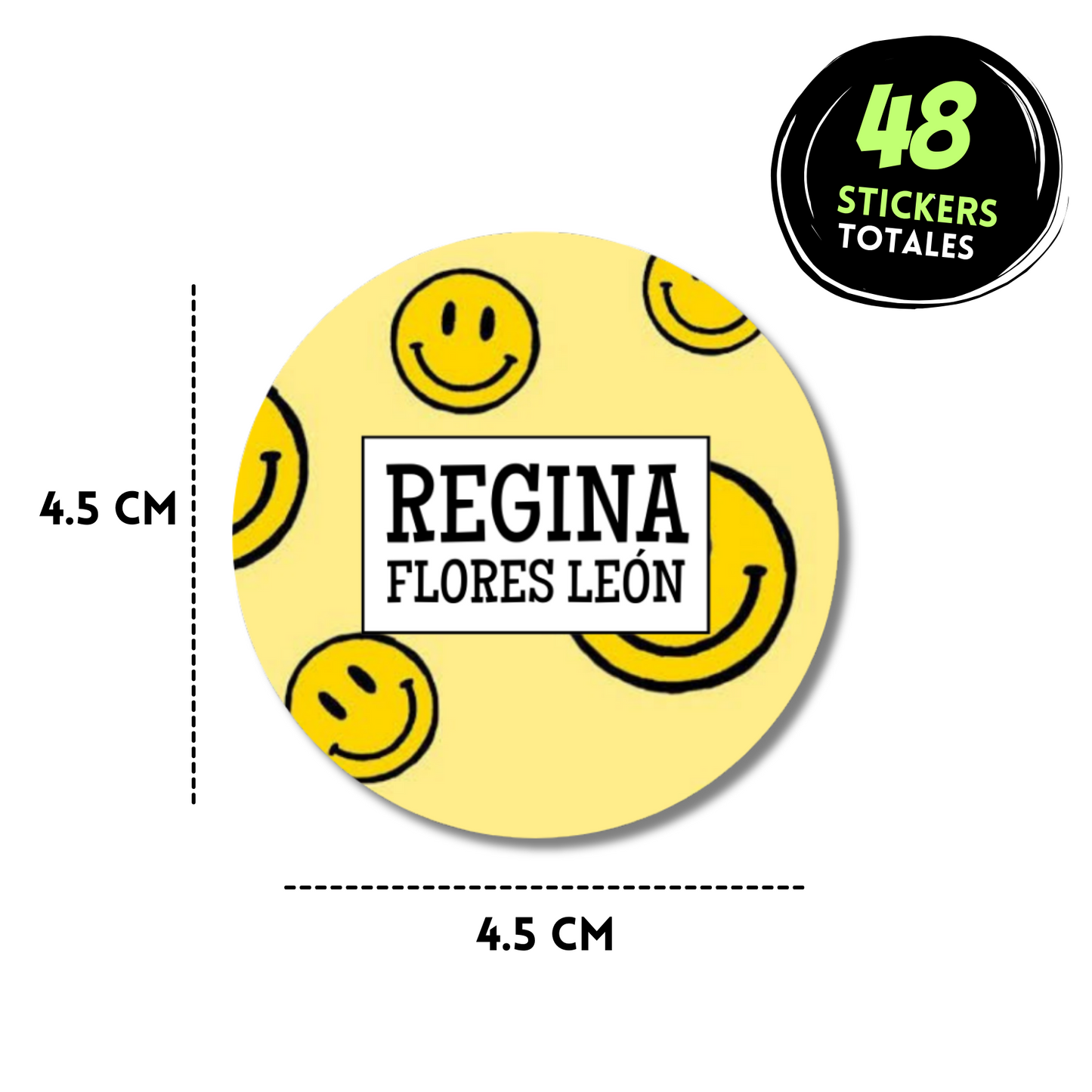 Carita feliz Stickers de papel  redondas personalizadas