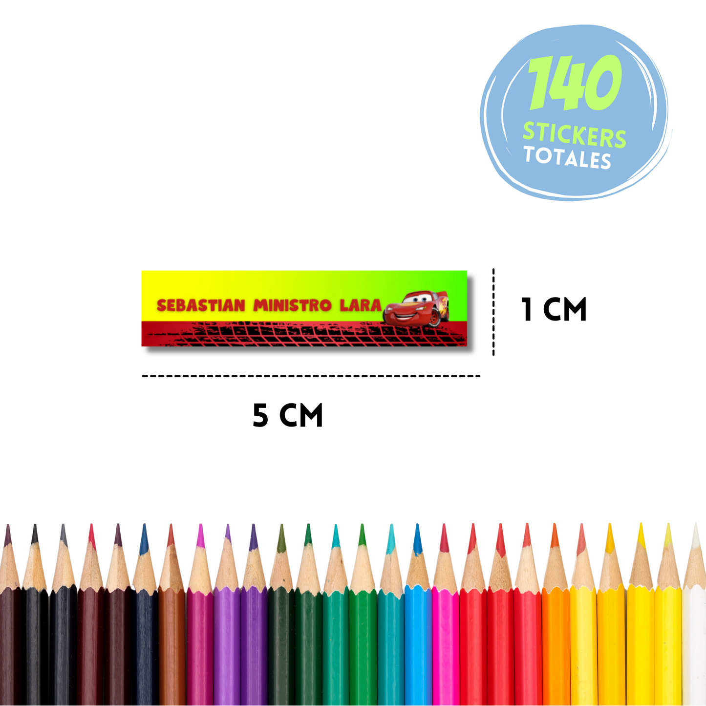 Cars Rayo McQueen fondo verde Stickers para libros, libretas, cuadernos