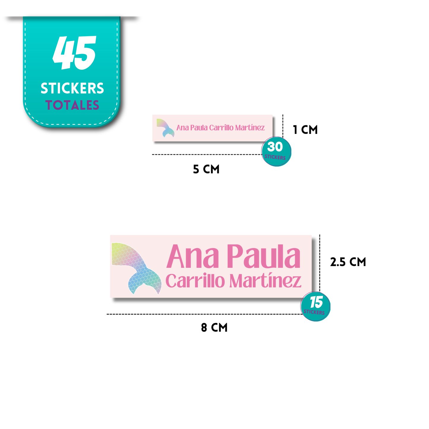 Cola de Sirena, etiquetas ropa, personalizadas, textil, DTF