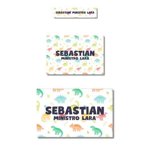 Dinosaur Dino Background Patterns Personalized School Labels Notebooks, Books and Pencils 
