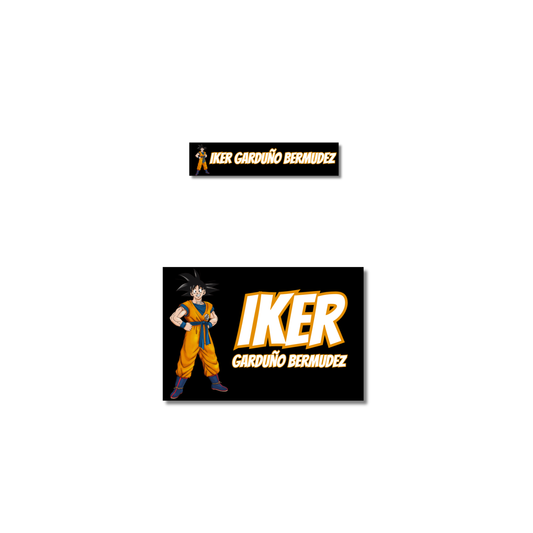 Dragon Ball Z, Goku, etiquetas ropa, personalizadas, textil, DTF