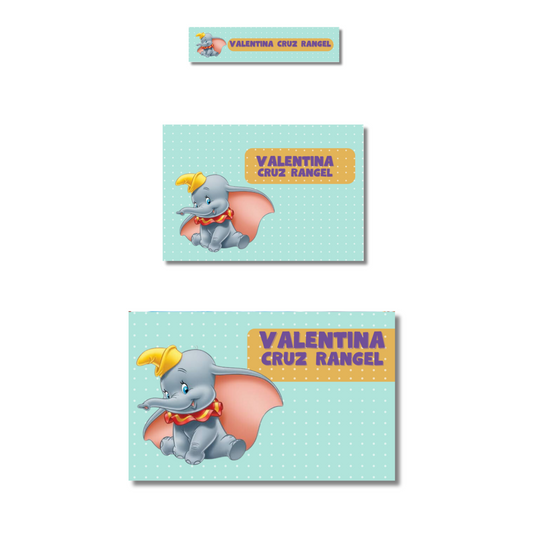 Dumbo Personalized School Labels Notebooks, Books and Pencils 