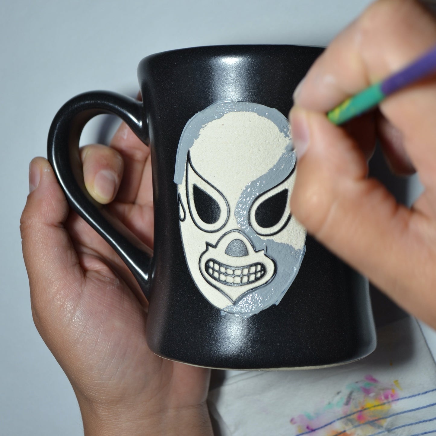 Taza Mexicana Artesanal Lucha Libre Máscara El Santo