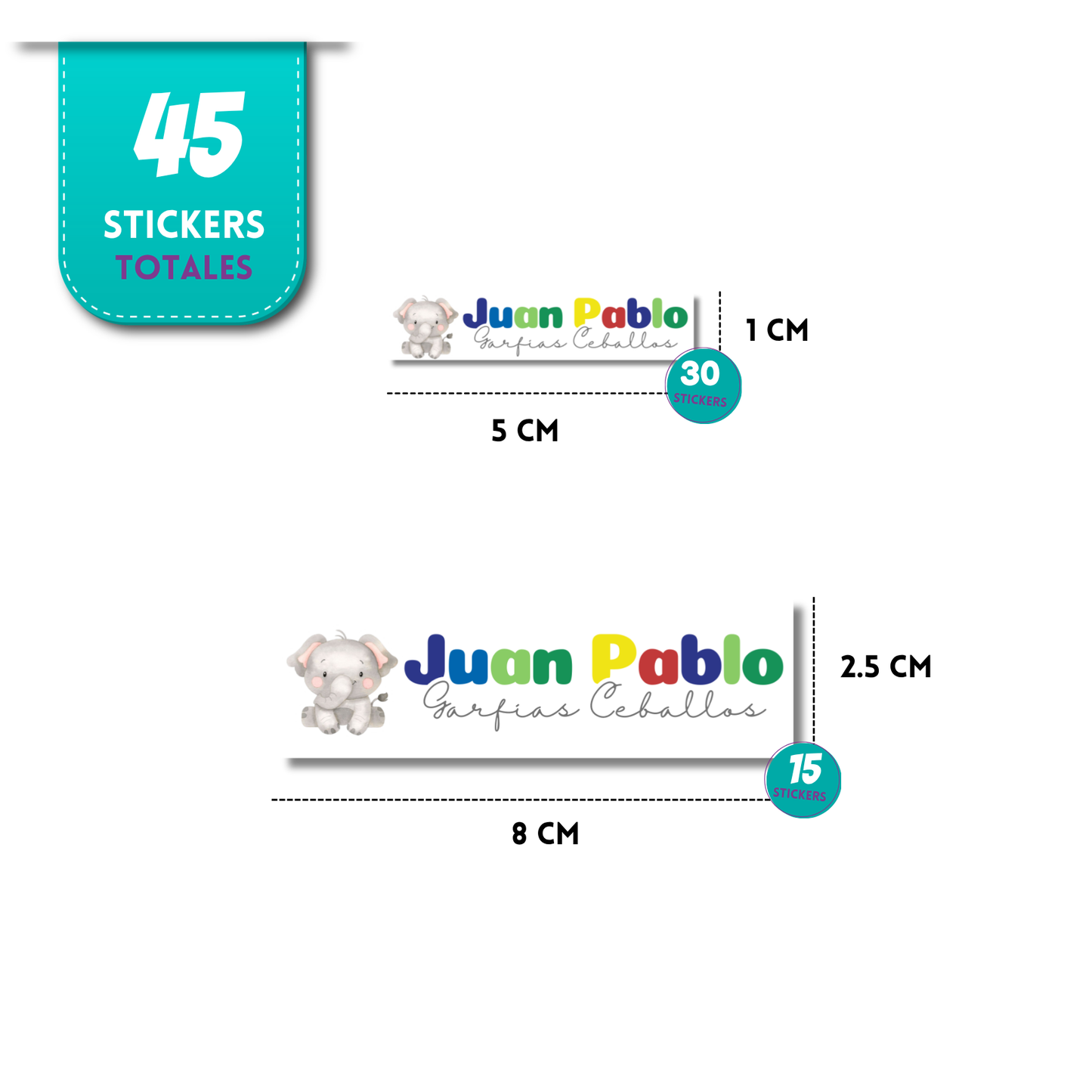 Elefante, etiquetas ropa, personalizadas, textil, DTF