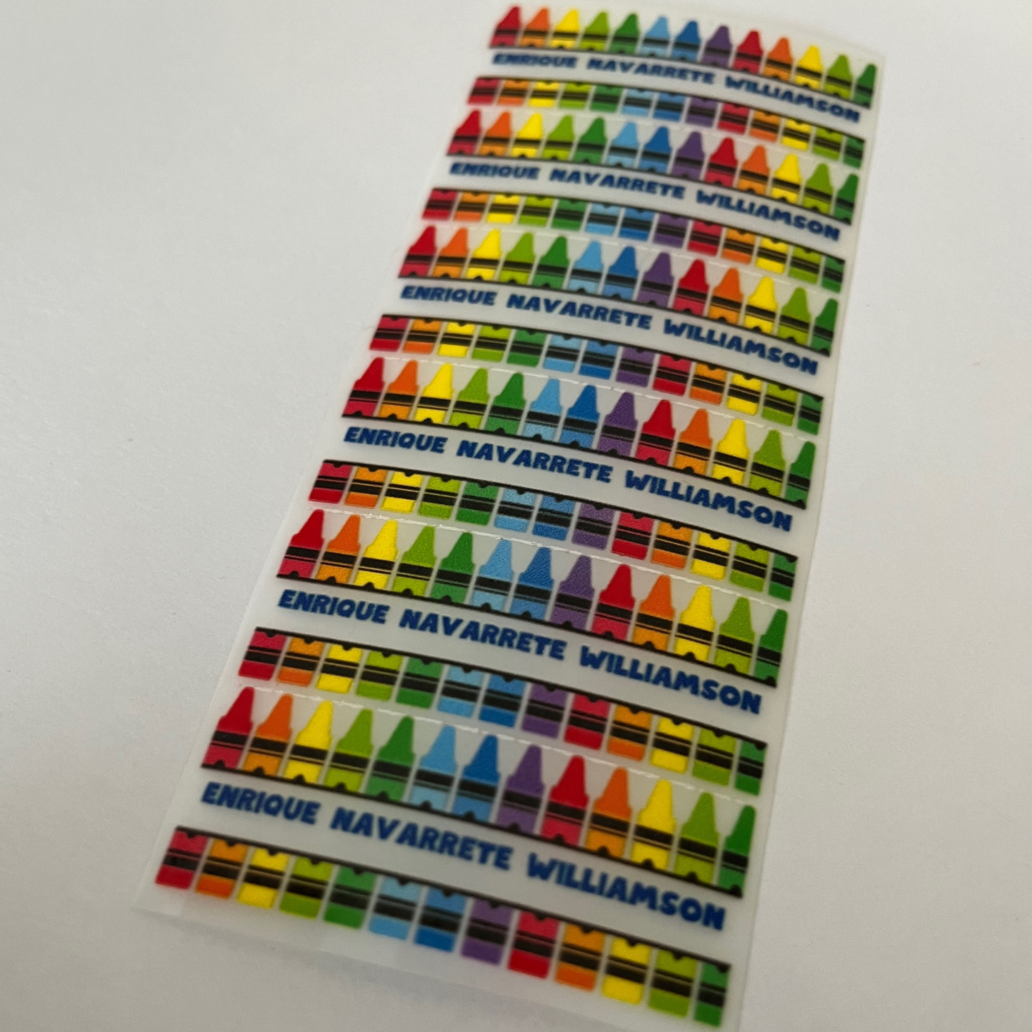 Crayolas, etiquetas para ropa, personalizadas, textil, DTF