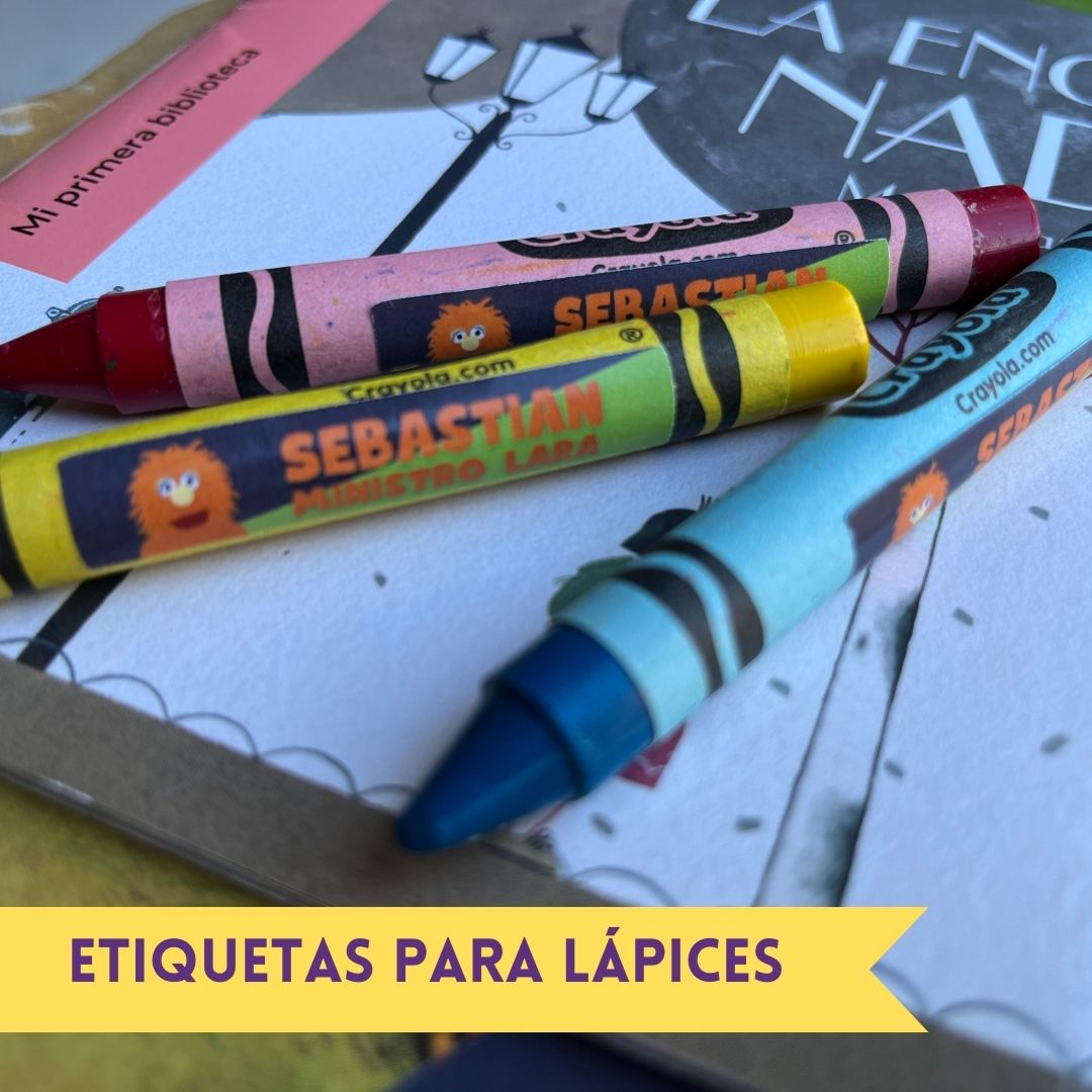 Etiquetas adhesivas de papel personalizadas tipo sticker para lápices, plumones, colores