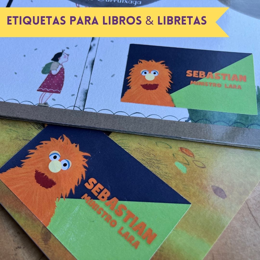 Ajolotito Swimming Personalized School Labels Notebooks, Books and Pencils 