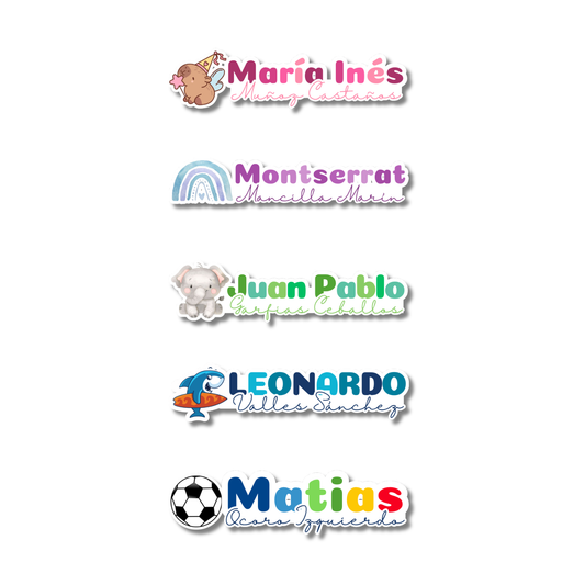 Silueta Dibujo, Nombre y Apellido, Etiquetas Escolares Personalizadas Libretas, Libros y Lápices