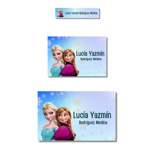 Frozen Elsa &amp; Ana Personalized School Labels Notebooks, Books and Pencils 