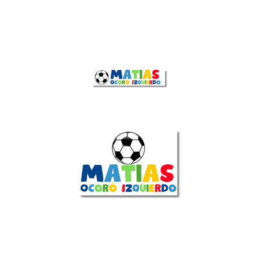 Futbol letras colores, etiqueta lavable para tuppers y termos - Kuppani
