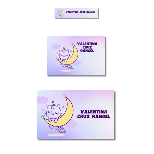Kitten Moon Personalized School Labels Notebooks, Books and Pencils 
