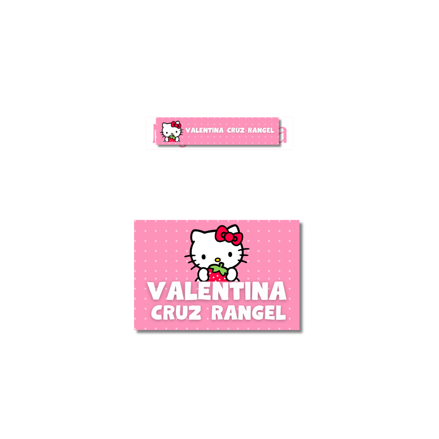 Hello Kitty Fresa, Etiquetas para Tuppers y Termos, Resistentes al Agua