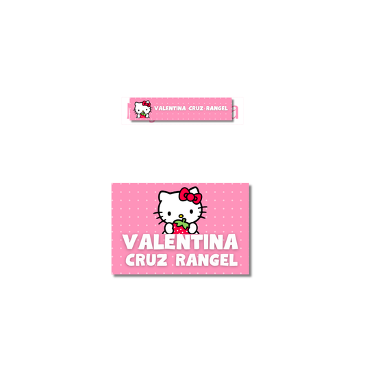 Hello Kitty Fresa, etiqueta lavable para tuppers y termos - Kuppani