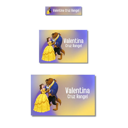 Beauty and the Beast Dancing Personalized School Labels Notebooks, Books and Pencils 