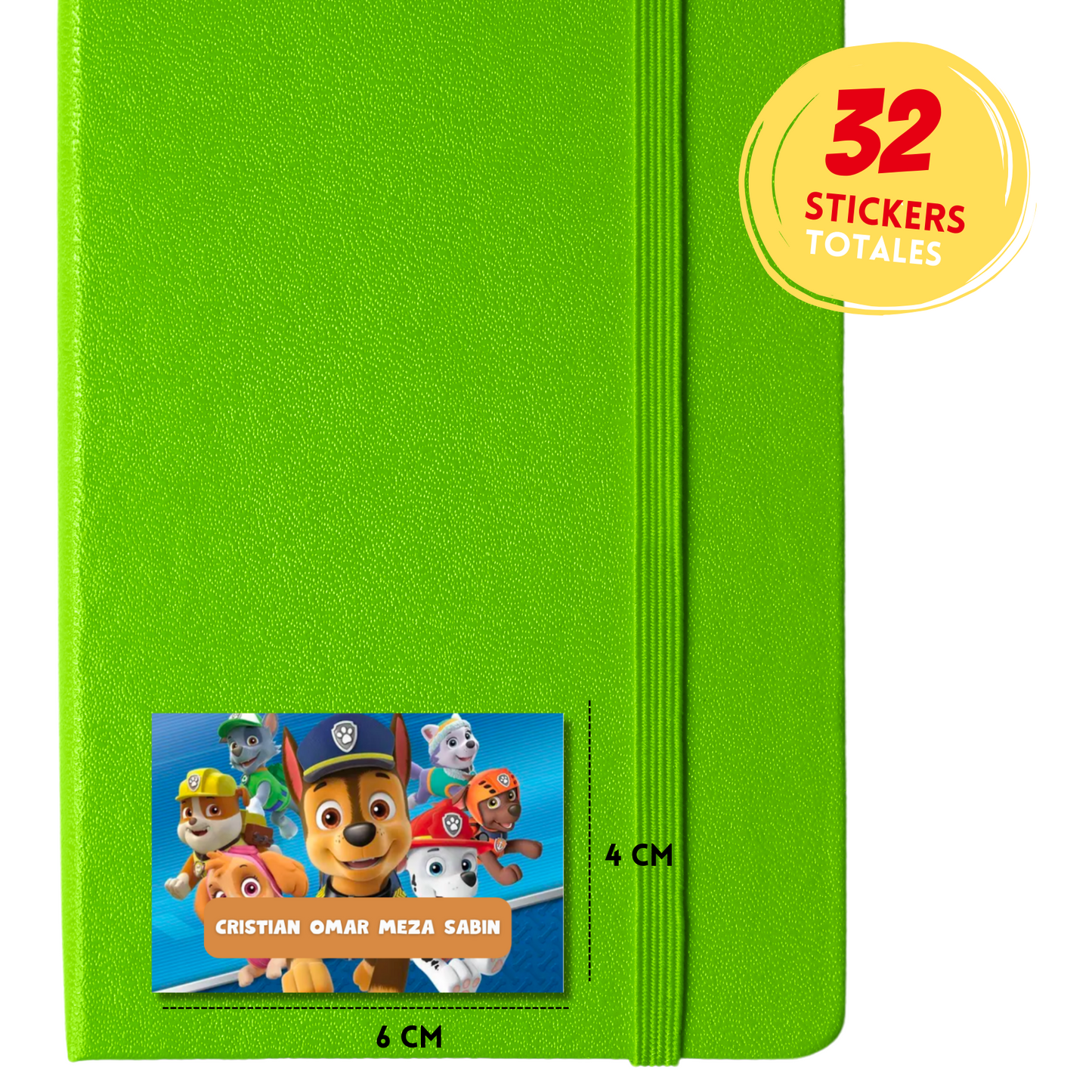 Paw Patrol Chase Personalized School Labels Notebooks, Books and Pencils 